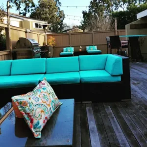 blue patio sofa