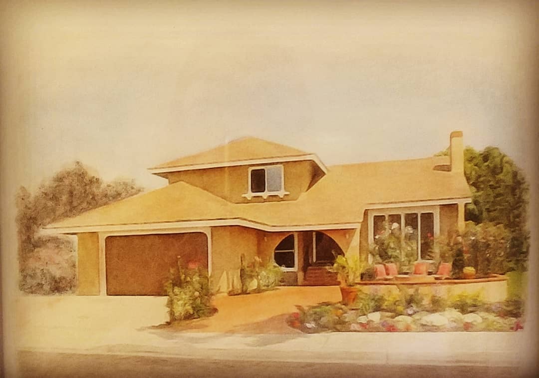 Watercolor of Robin's house in Huntington Beach